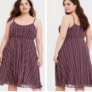 Torrid Purple Stripe Chiffon Midi Dress